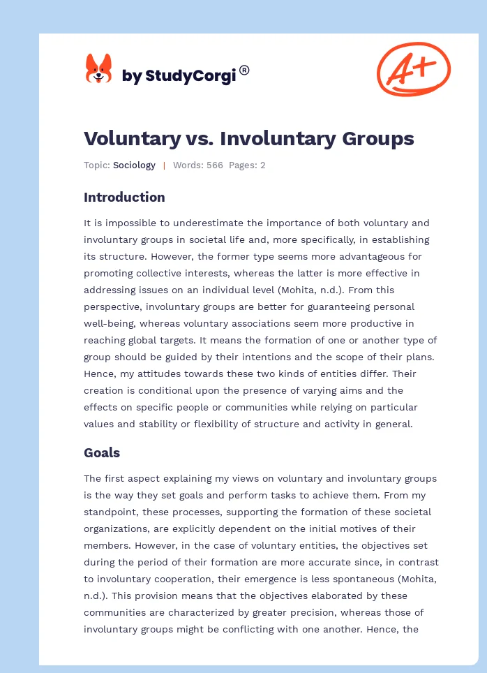Voluntary vs. Involuntary Groups. Page 1