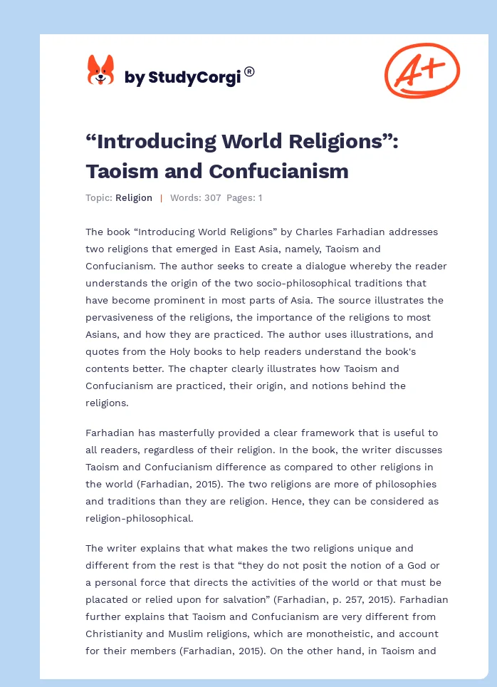 “Introducing World Religions”: Taoism and Confucianism. Page 1
