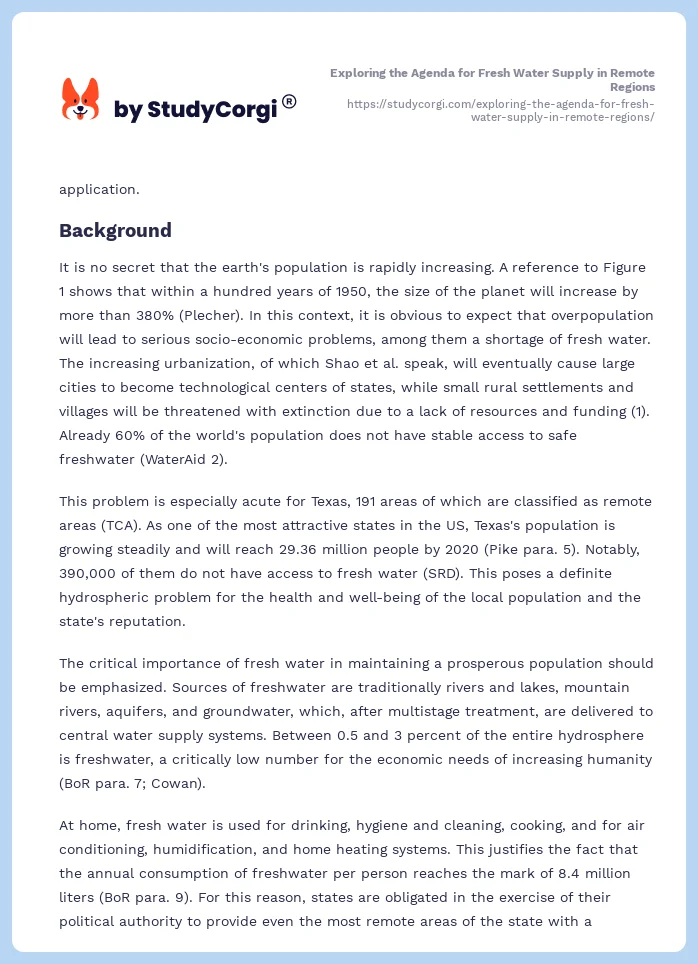 Exploring the Agenda for Fresh Water Supply in Remote Regions. Page 2