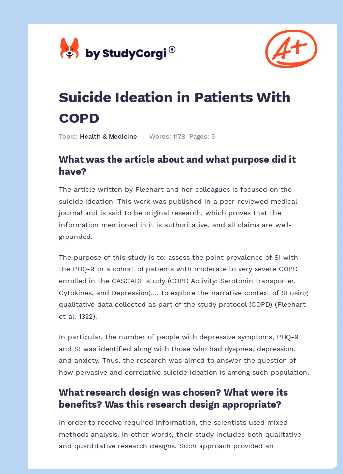 Suicide Ideation in Patients With COPD. Page 1