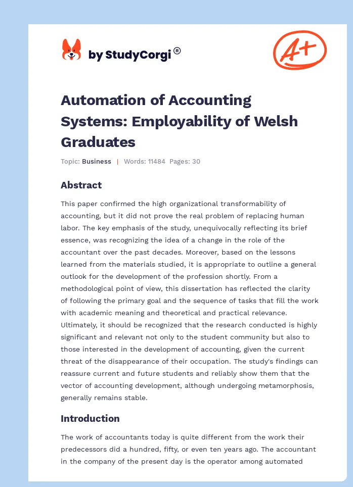 Automation of Accounting Systems: Employability of Welsh Graduates. Page 1