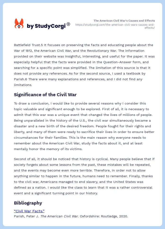 The American Civil War's Causes and Effects. Page 2