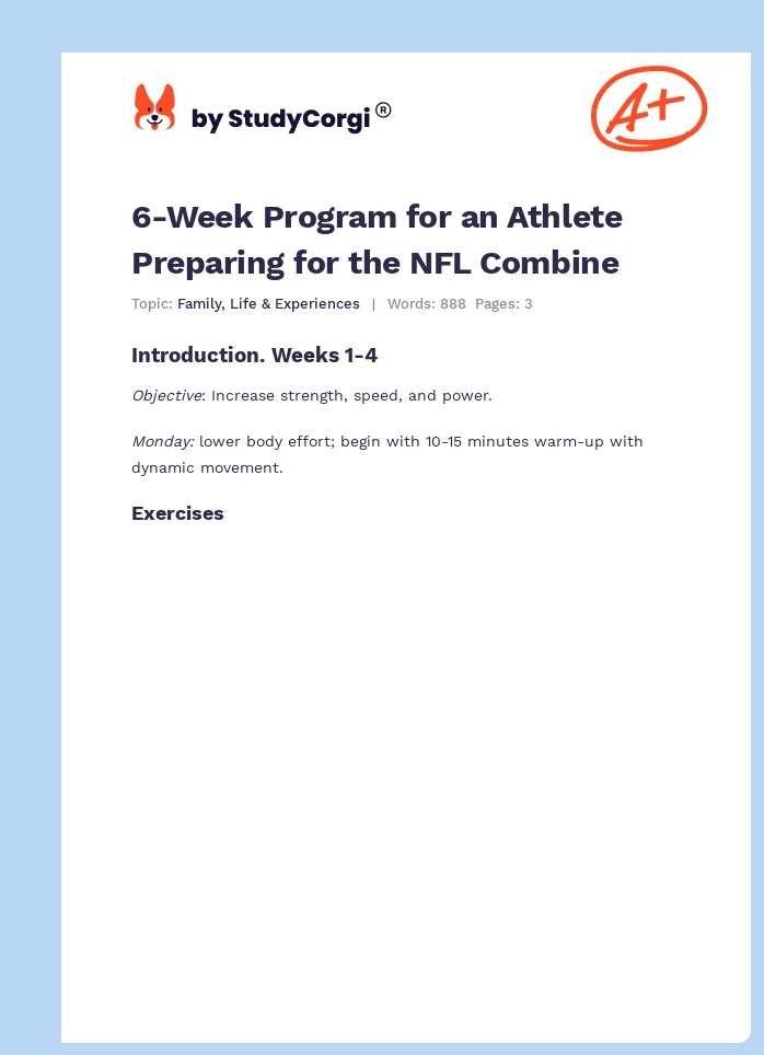 6-Week Program for an Athlete Preparing for the NFL Combine. Page 1
