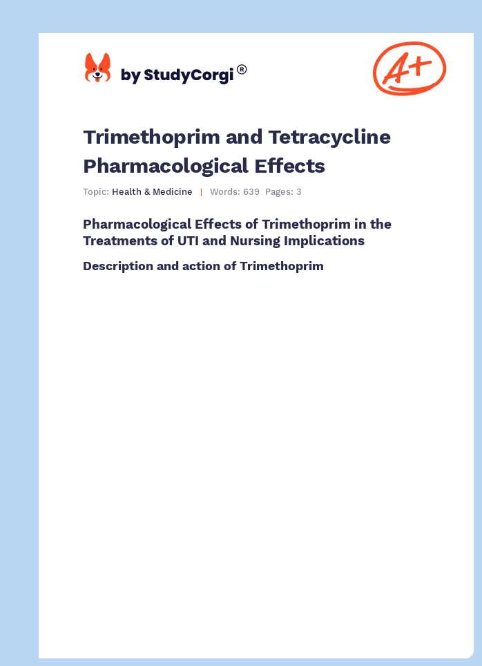 Trimethoprim and Tetracycline Pharmacological Effects. Page 1