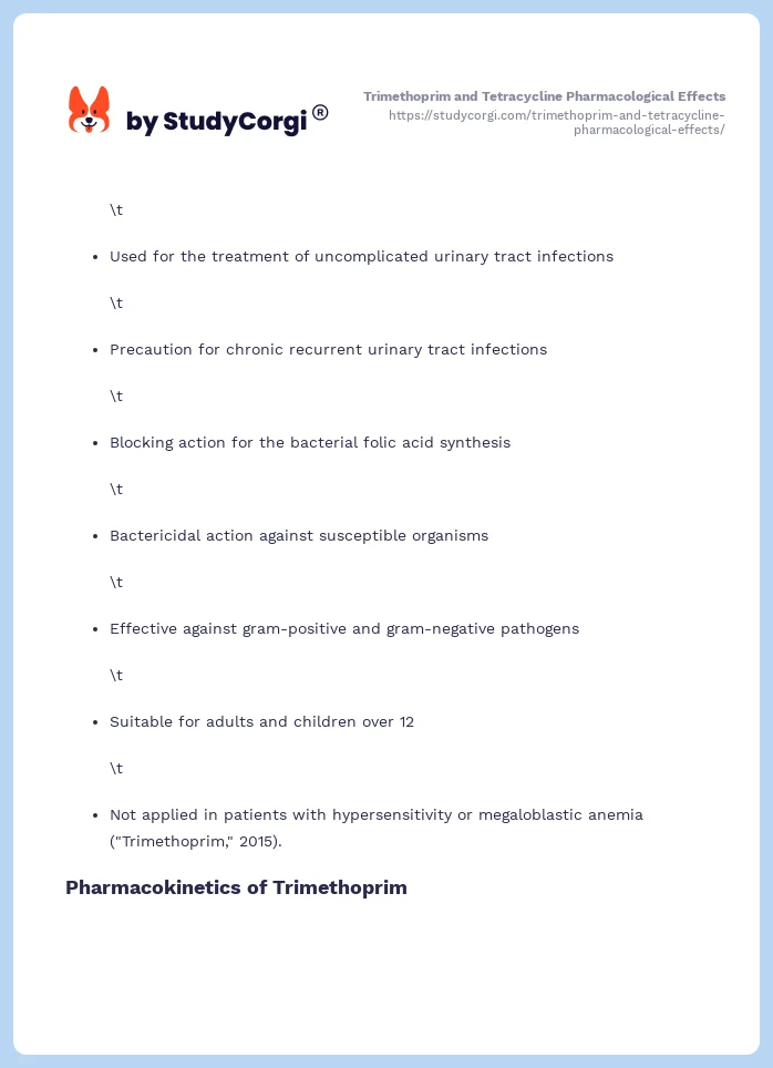 Trimethoprim and Tetracycline Pharmacological Effects. Page 2