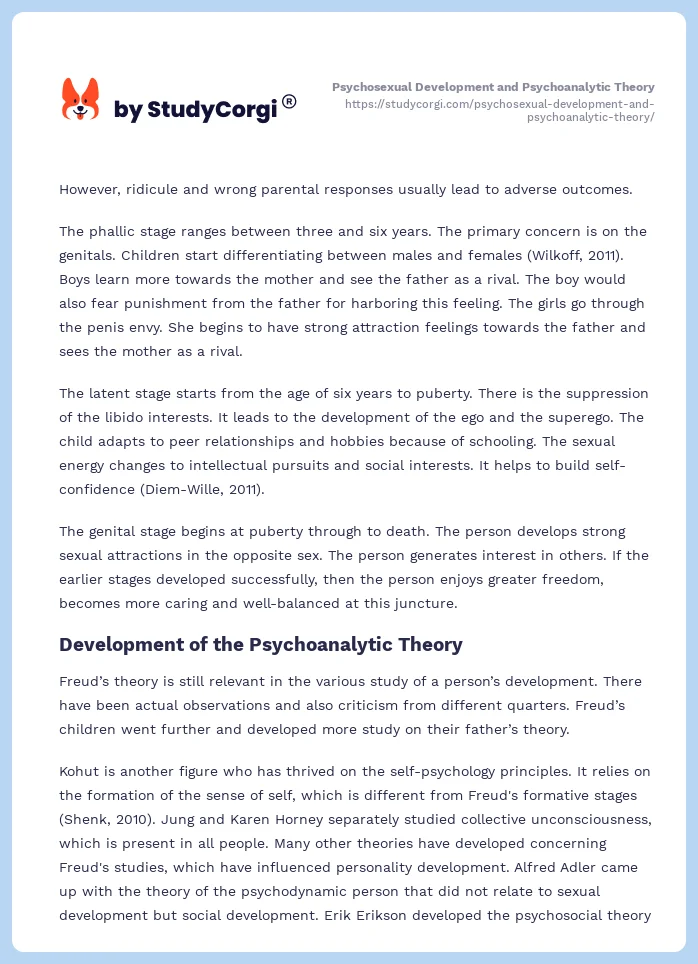 Psychosexual Development and Psychoanalytic Theory. Page 2