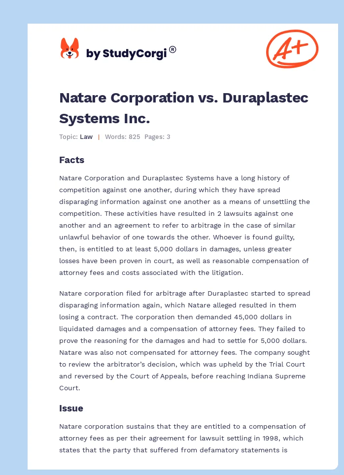 Natare Corporation vs. Duraplastec Systems Inc.. Page 1