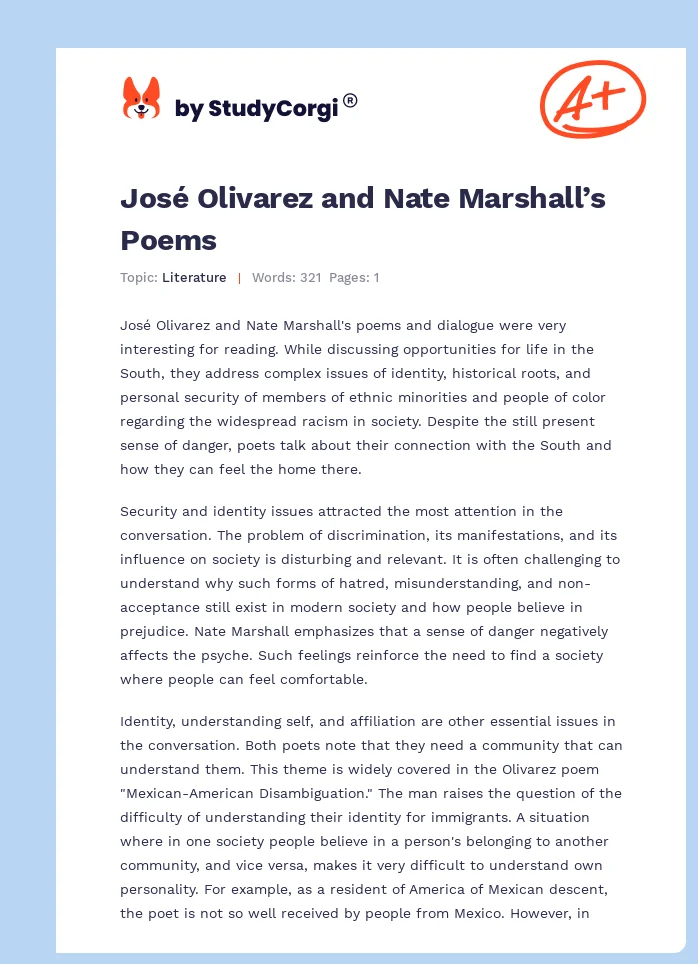 José Olivarez and Nate Marshall’s Poems. Page 1