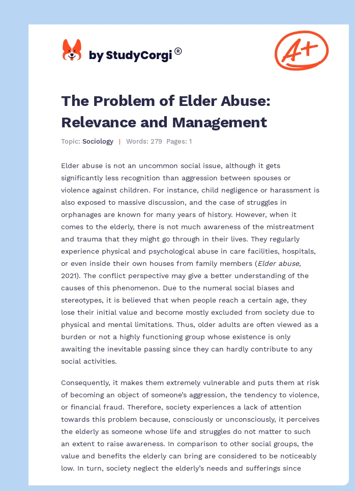 The Problem of Elder Abuse: Relevance and Management. Page 1