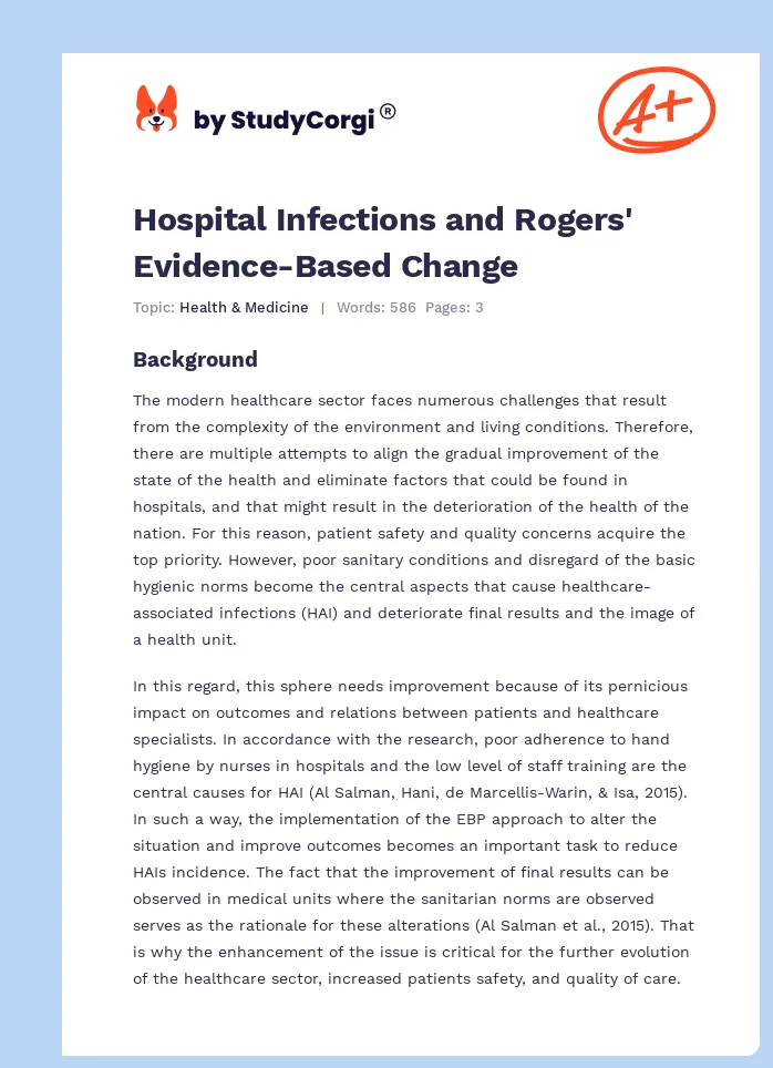 Hospital Infections and Rogers' Evidence-Based Change. Page 1