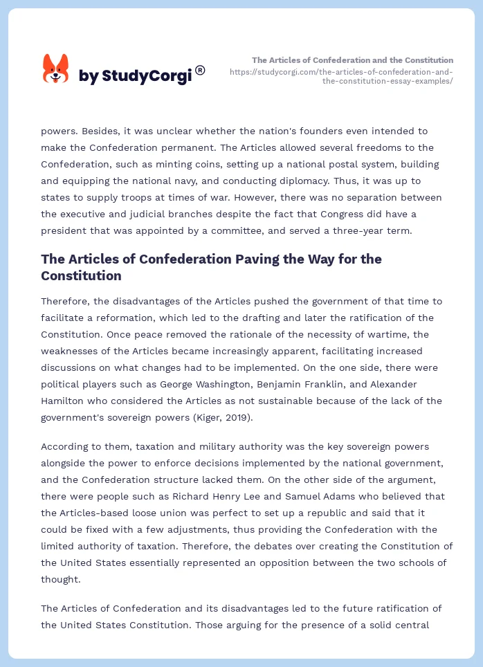 Confederation Articles vs. Constitution. Page 2
