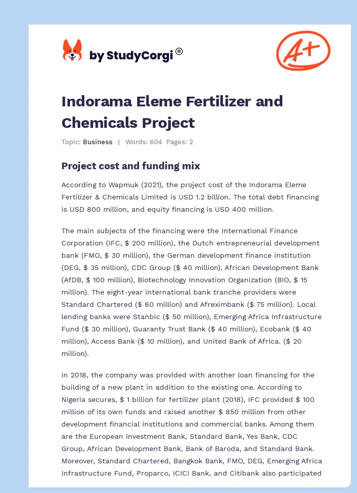 Indorama Eleme Fertilizer and Chemicals Project. Page 1