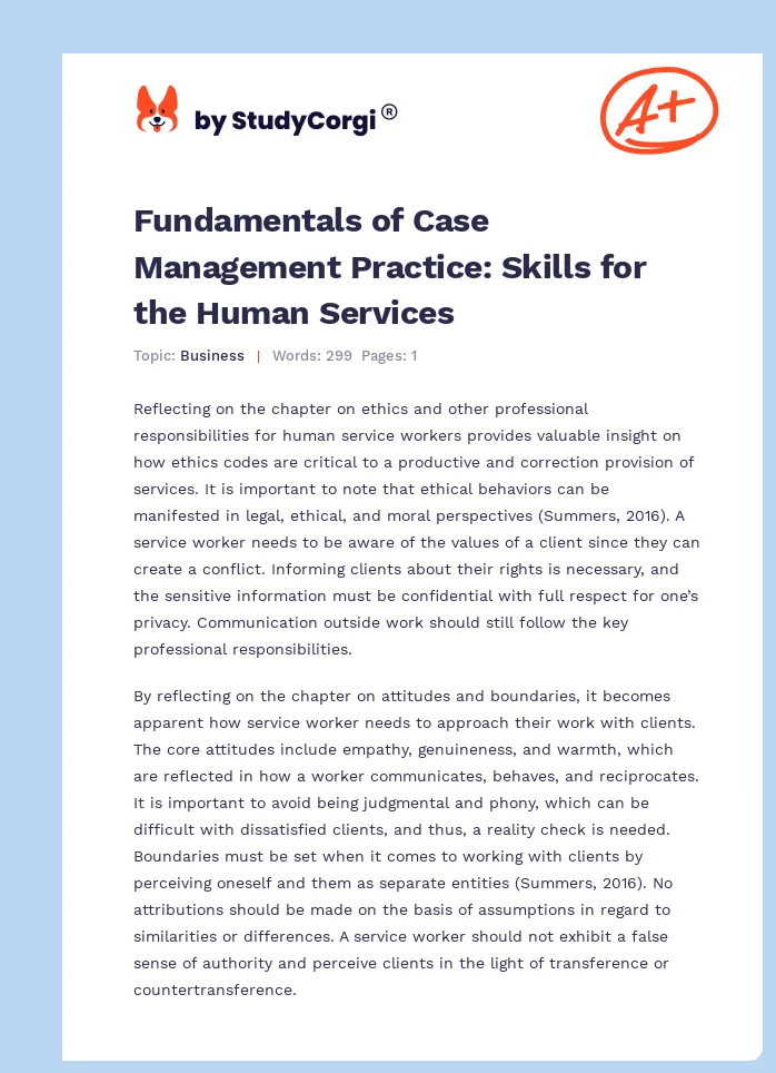 Fundamentals of Case Management Practice: Skills for the Human Services. Page 1