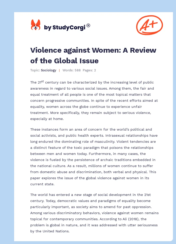 Violence against Women: A Review of the Global Issue. Page 1