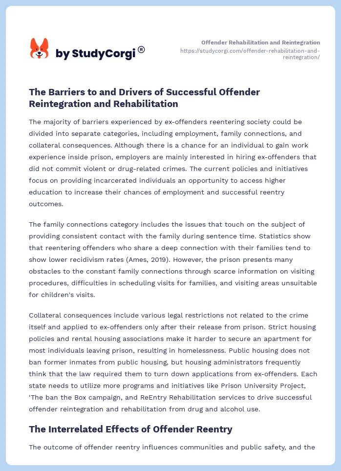 Offender Rehabilitation and Reintegration. Page 2