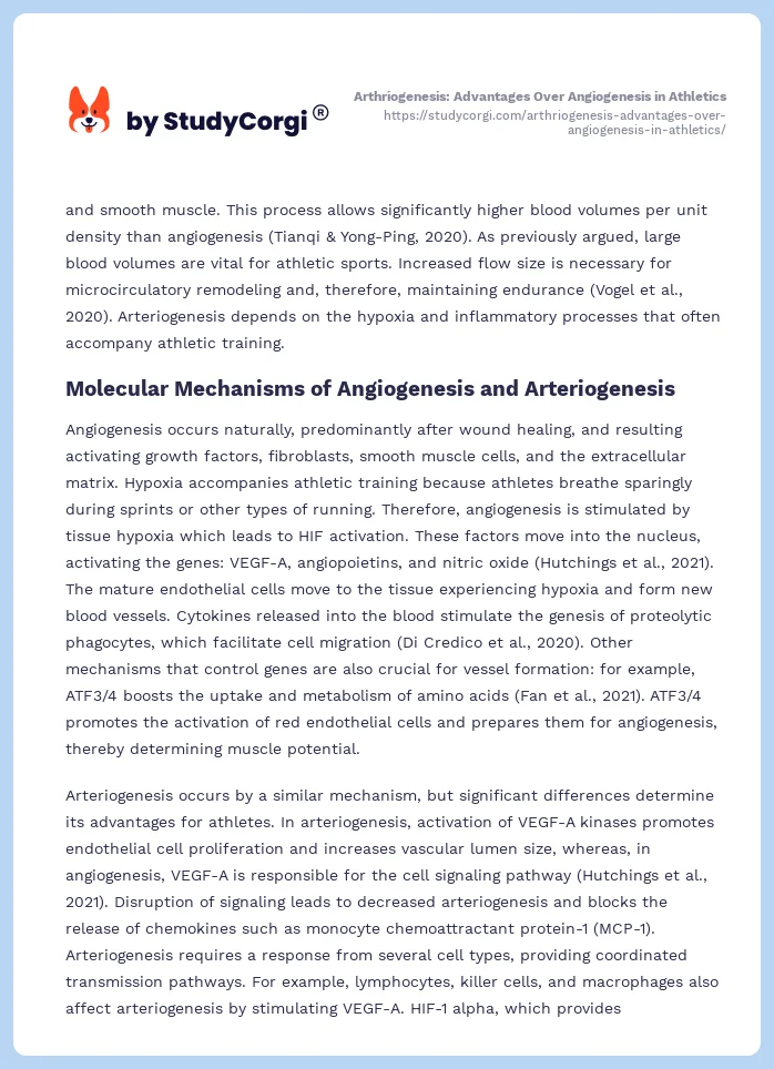Arthriogenesis: Advantages Over Angiogenesis in Athletics. Page 2
