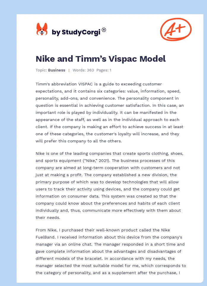 Nike and Timm’s Vispac Model. Page 1