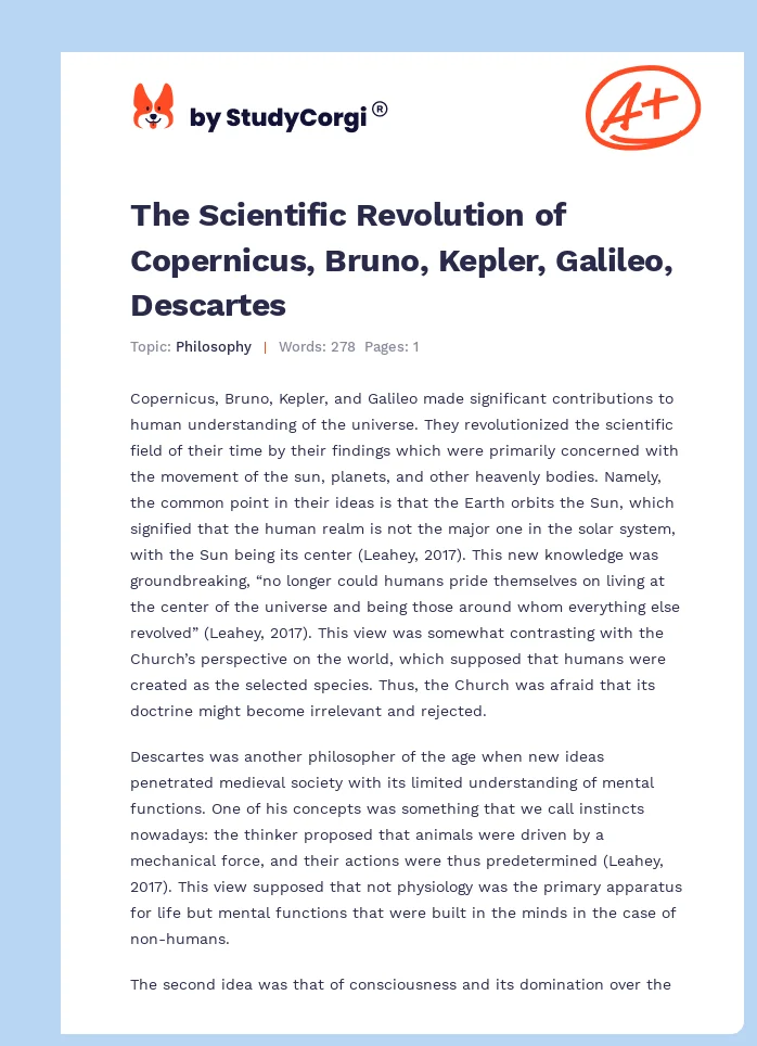 The Scientific Revolution of Copernicus, Bruno, Kepler, Galileo, Descartes. Page 1