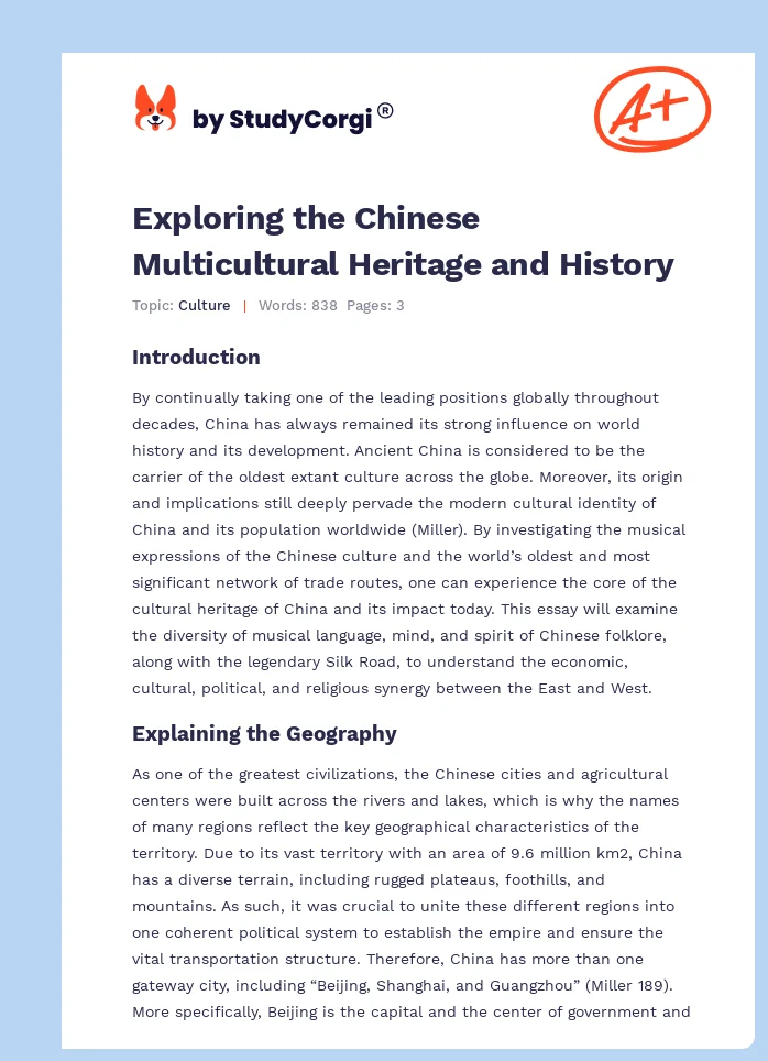 Exploring the Chinese Multicultural Heritage and History. Page 1