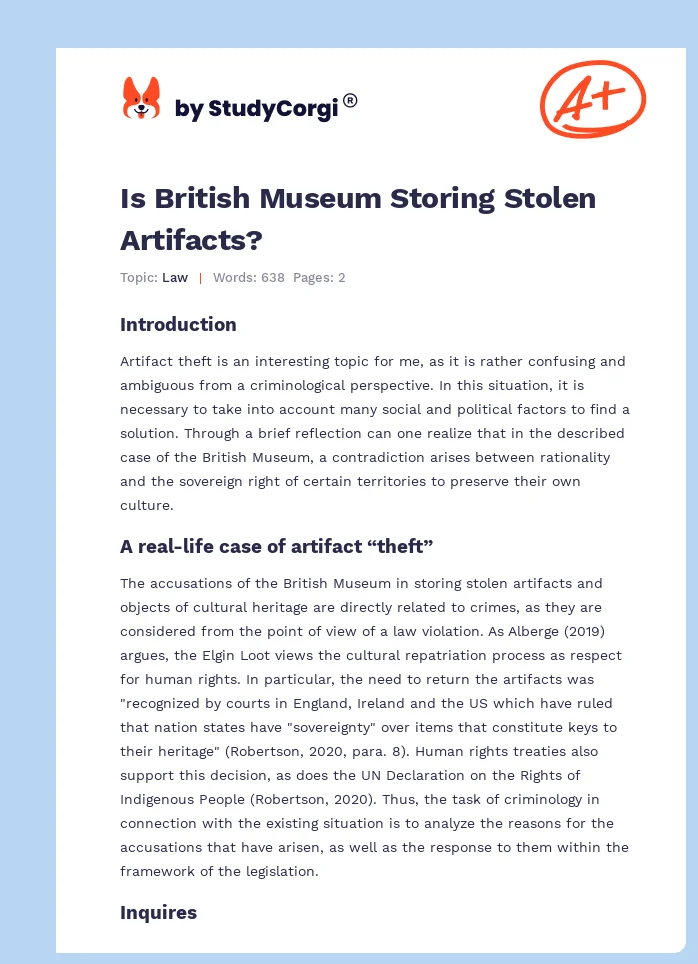Is British Museum Storing Stolen Artifacts?. Page 1
