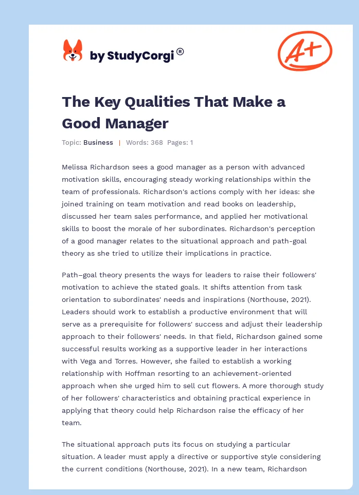 The Key Qualities That Make a Good Manager. Page 1