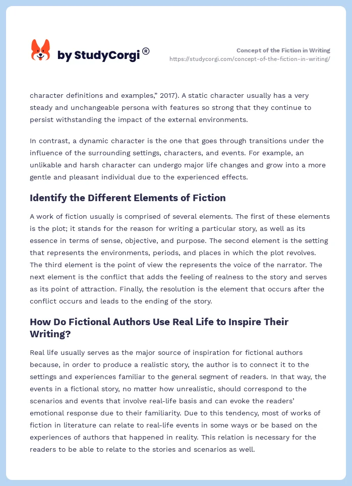 Concept of the Fiction in Writing. Page 2
