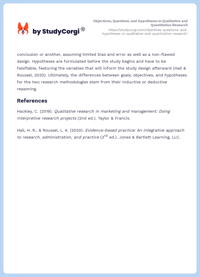 Objectives, Questions, and Hypotheses in Qualitative and Quantitative Research. Page 2