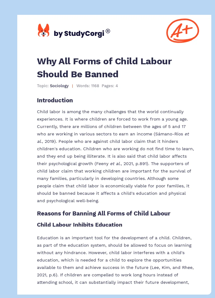 essay on child labour should be banned