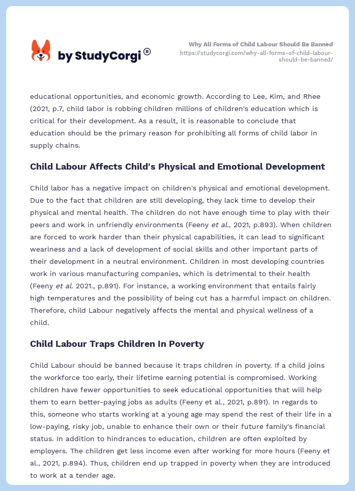 Why All Forms of Child Labour Should Be Banned. Page 2