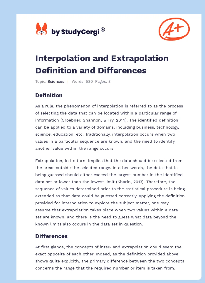 Interpolation and Extrapolation Definition and Differences. Page 1