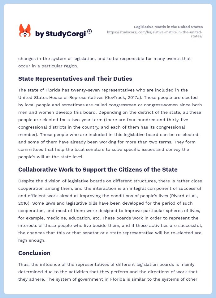 Legislative Matrix in the United States. Page 2