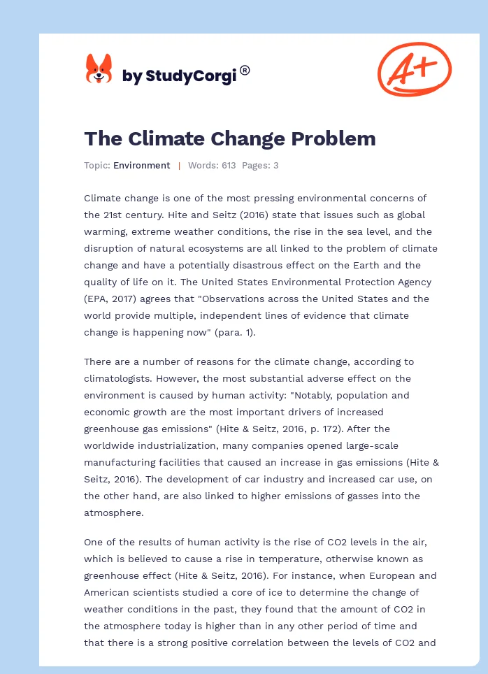 The Climate Change Problem. Page 1