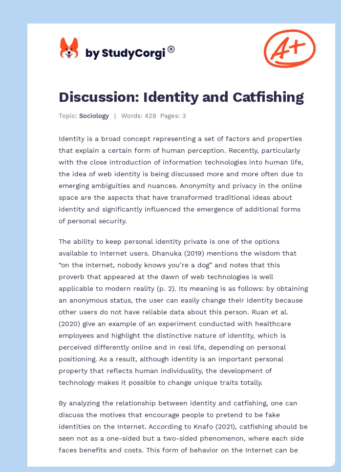 Discussion: Identity and Catfishing. Page 1