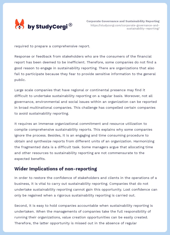 Corporate Governance and Sustainability Reporting. Page 2