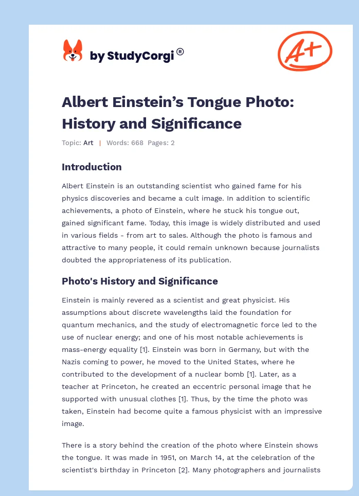 Albert Einstein’s Tongue Photo: History and Significance. Page 1