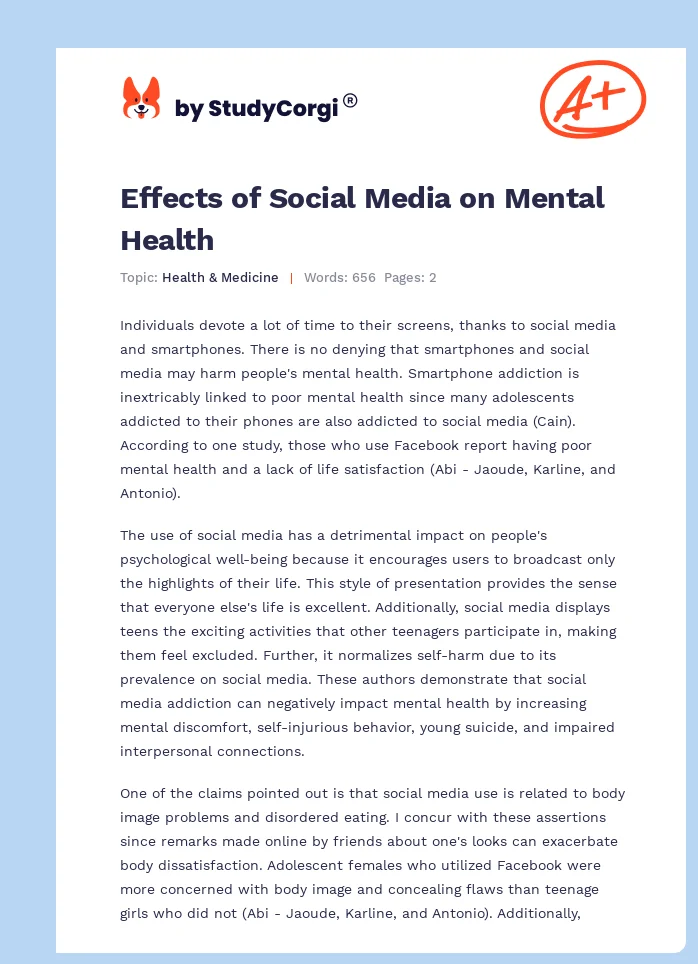 Effects of Social Media on Mental Health. Page 1