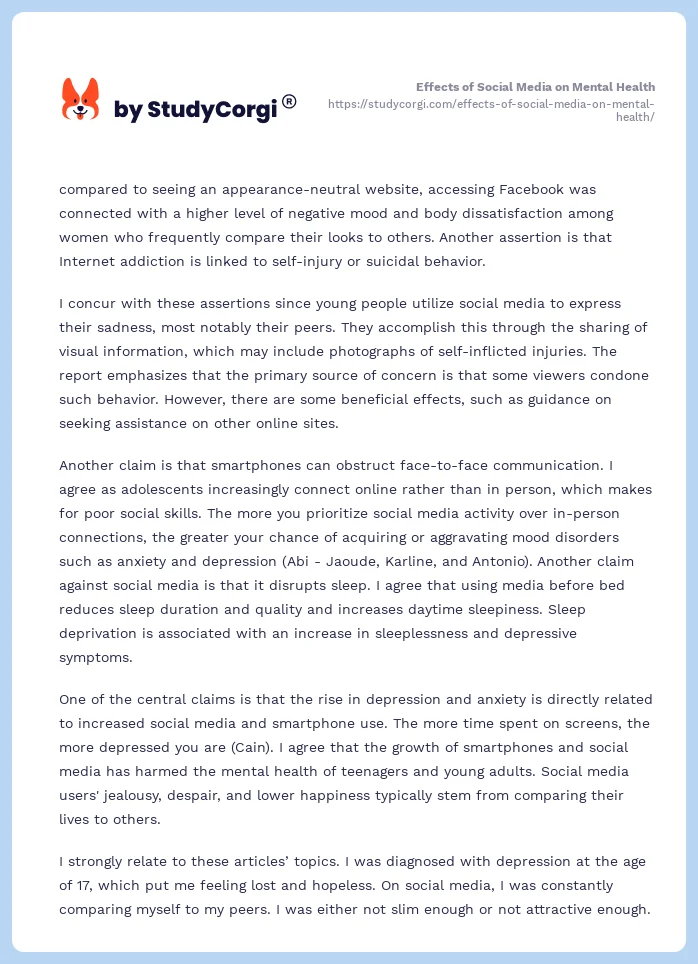 Effects of Social Media on Mental Health. Page 2
