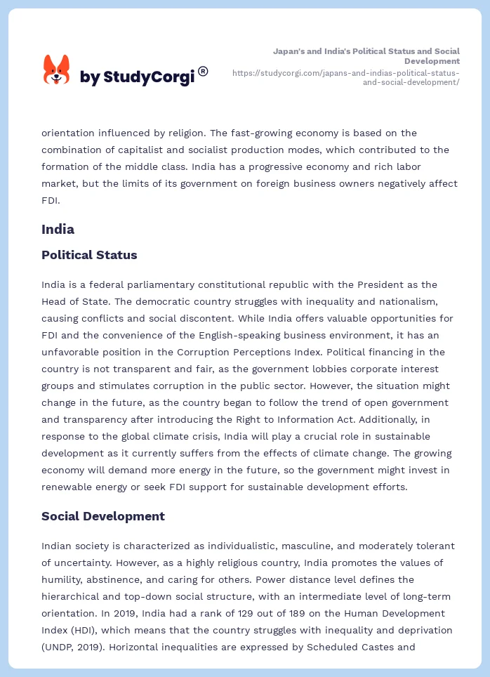 Japan's and India's Political Status and Social Development. Page 2