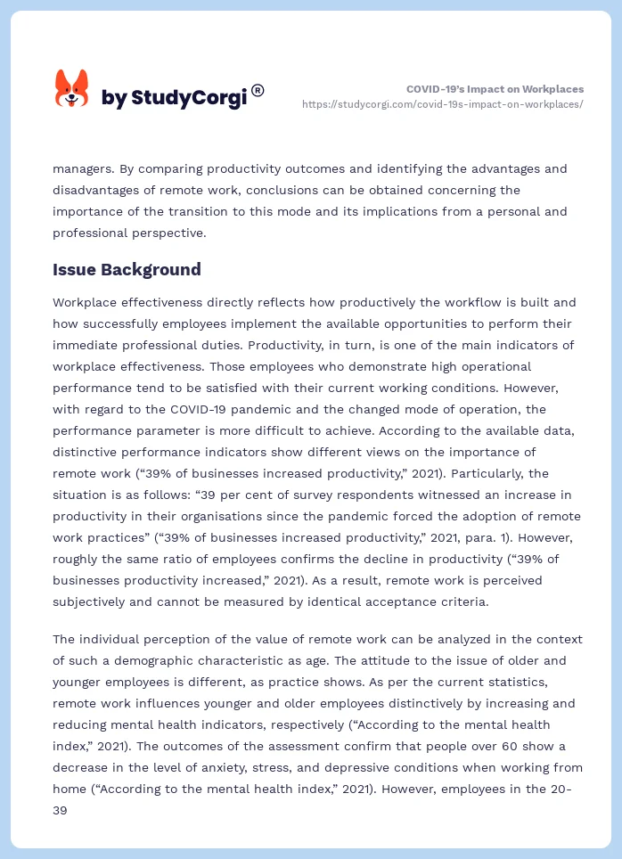 COVID-19’s Impact on Workplaces. Page 2