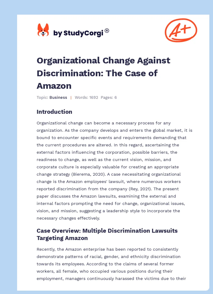 Organizational Change Against Discrimination: The Case of Amazon. Page 1