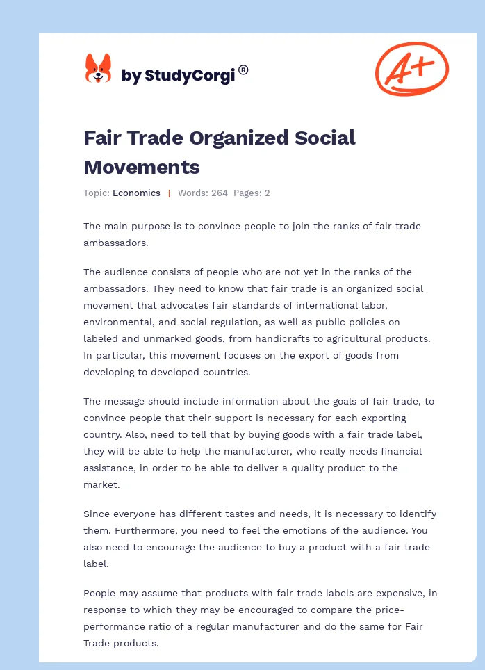 Fair Trade Organized Social Movements. Page 1