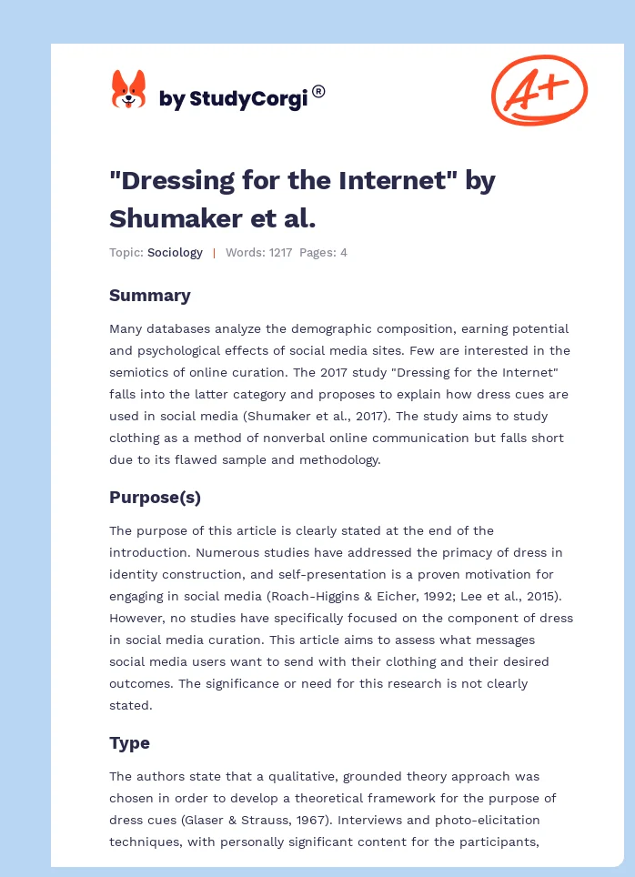 "Dressing for the Internet" by Shumaker et al.. Page 1