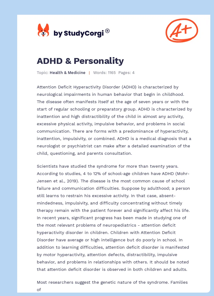 Attention Deficit Hyperactivity Disorder. Page 1