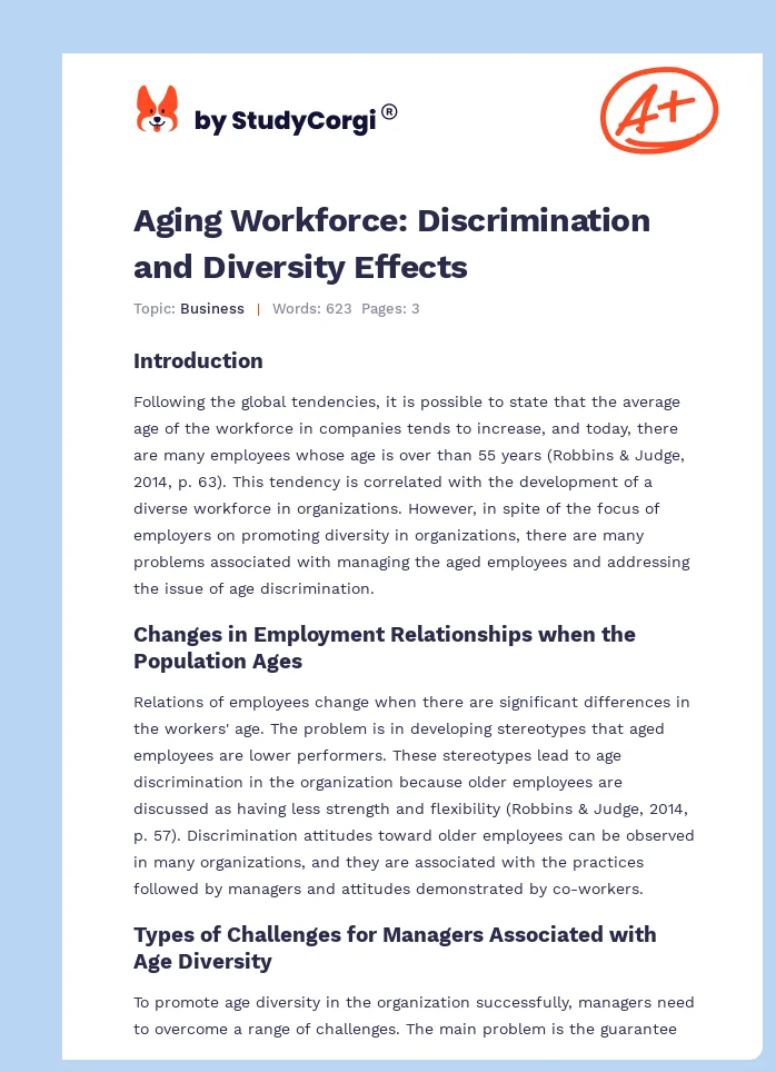 Aging Workforce: Discrimination and Diversity Effects. Page 1
