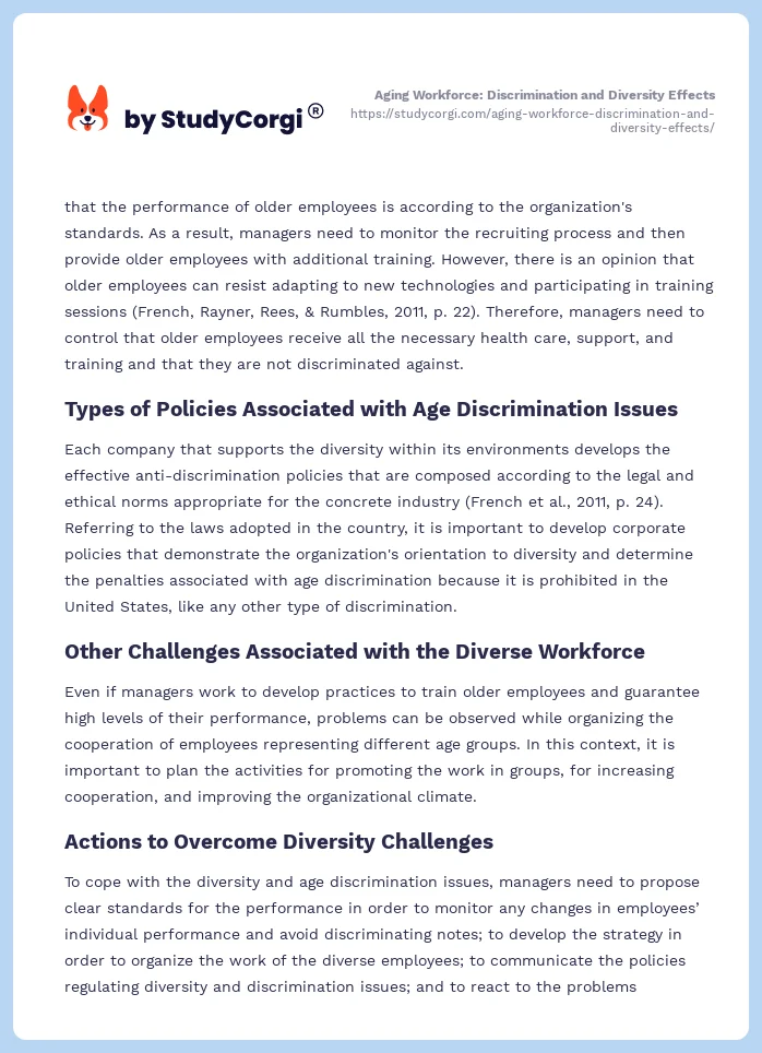 Aging Workforce: Discrimination and Diversity Effects. Page 2