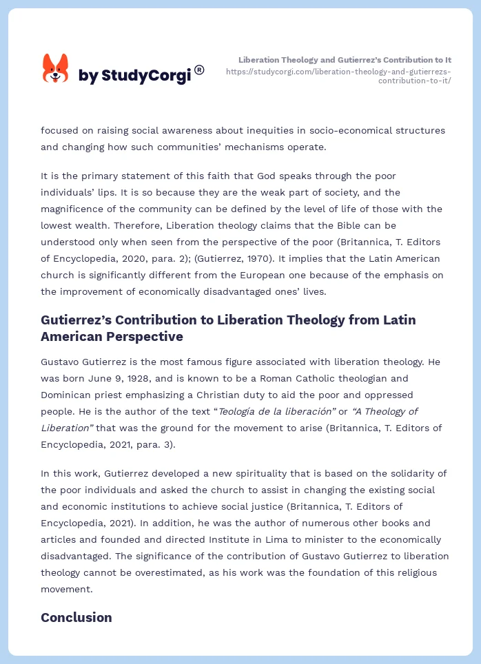 Liberation Theology and Gutierrez’s Contribution to It. Page 2