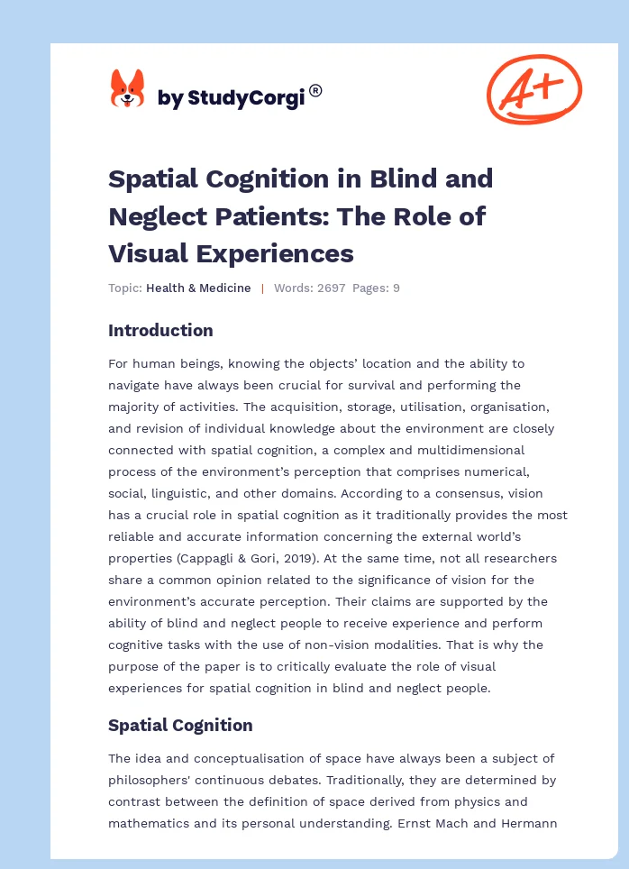 Spatial Cognition in Blind and Neglect Patients: The Role of Visual Experiences. Page 1