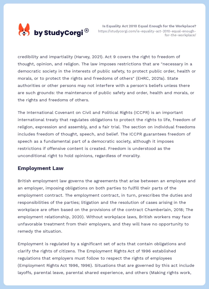 Is Equality Act 2010 Equal Enough for the Workplace?. Page 2
