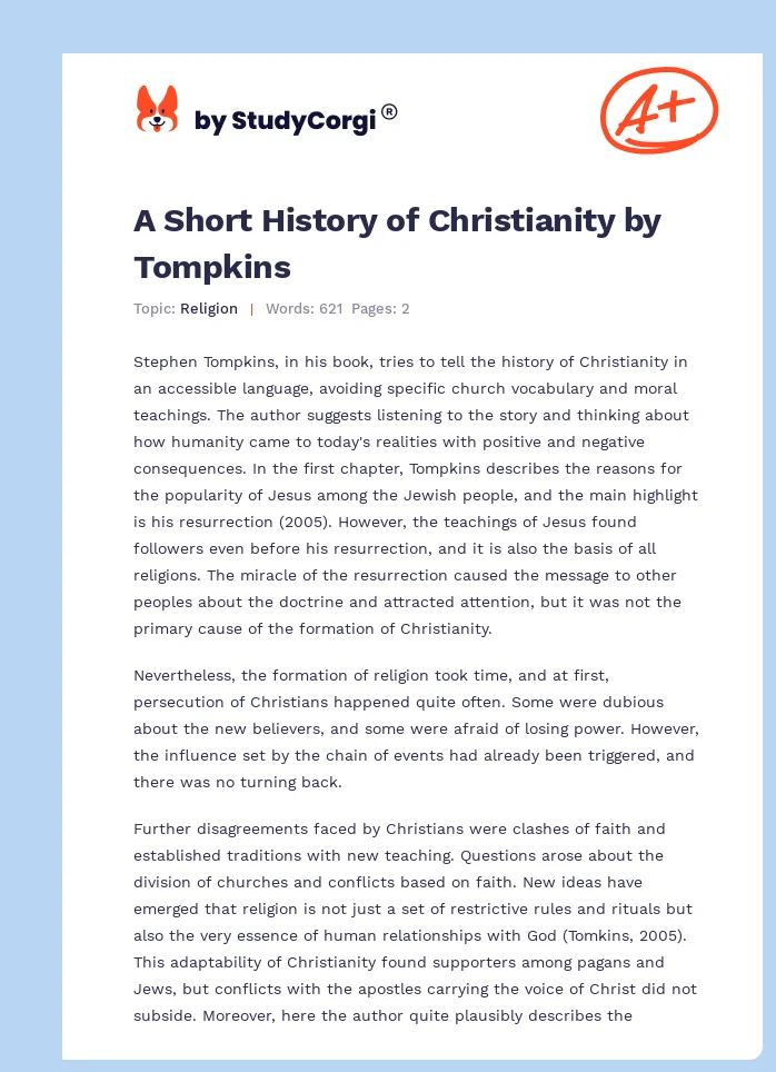 A Short History of Christianity by Tompkins. Page 1