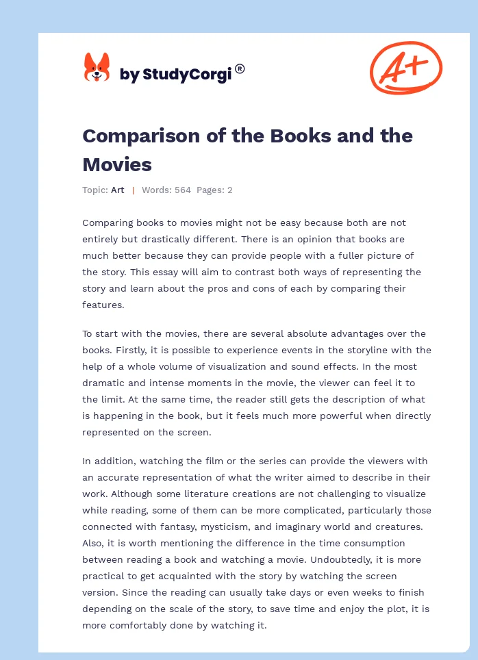 Comparison of the Books and the Movies. Page 1